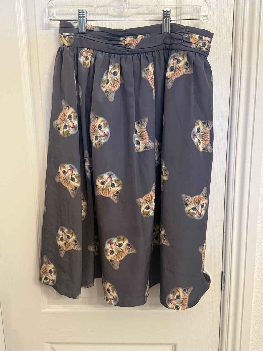 ModCloth Gray Cat Print A-Line Skirt